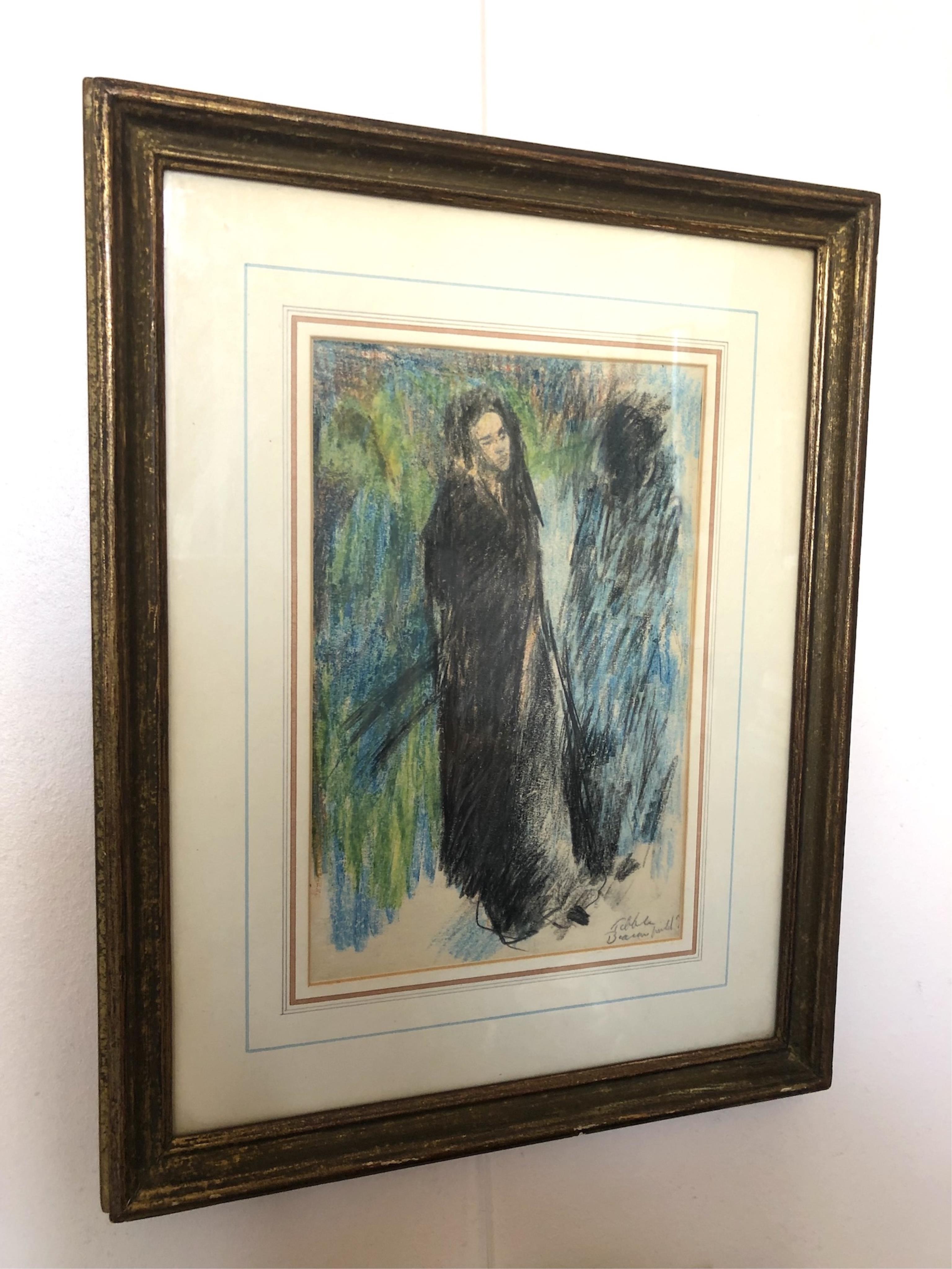 Geoffrey Arthur Tibble (British, 1909-1952), conté crayon on paper, 'Crayon Drawing, 1945', signed in pencil, 24.5 x 16cm. Condition - fair to good